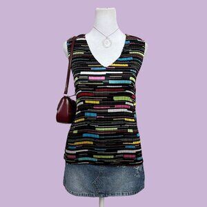 black striped digital vintage 90s textured sleeveless top quirky downtown itgirl